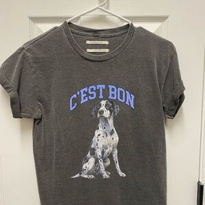 Anthropologie Charcoal Dog Graphic Tee Small